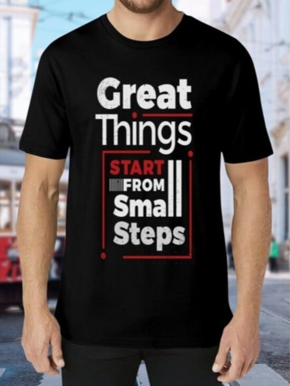 Black Graphic T-Shirt with Motivational Print